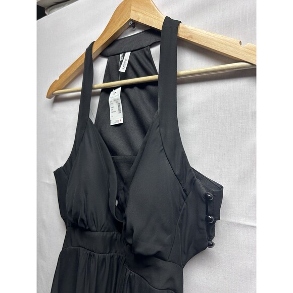 Studio Y Women’s 7/8 Maurice’s Black Halter Sheer Slip Dress Open Back NWT *flaw - Picture 2 of 9